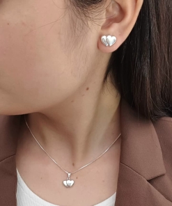 Conjunto de plata con aros (45+5cm) 8602