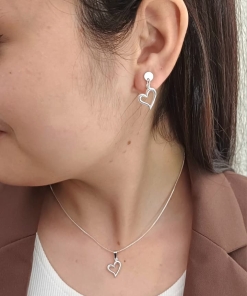 Conjunto de plata con aros (45cm) 8619
