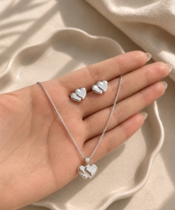 Conjunto de plata con aros (45+5cm) 8602